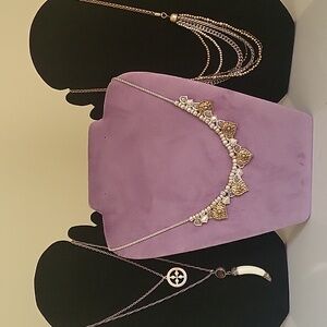 Lot of 3 Lucky Brand Necklaces Gold and Silver tone mix